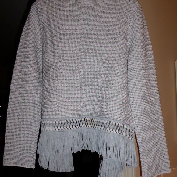 Nic & Zoe Fringe Short Women Open Front Dress Sweater Cardigan Jacket US Size S - Picture 3 of 16